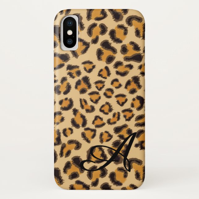 Leopardenmuster - mit Monogramm Case-Mate iPhone Hülle (Rückseite)