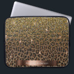 Leopardenmuster schwarz Bronze metallisch Laptopschutzhülle<br><div class="desc">Elegant,  glamourös und feminin mit braunem und schwarzem Leopardenmuster,  mit goldenen Konfetti dekoriert. Vorlage für Ihren Namen. Ein bronzefarbener Rahmen für Imitate. Weiße Buchstaben.</div>