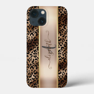 Leopardenmuster Schwarz Bronze Monogramm Case-Mate iPhone Hülle