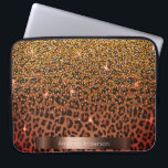 Leopardenmuster schwarz-goldbraun laptopschutzhülle<br><div class="desc">Elegant,  glamourös und feminin mit braunem,  goldfarbenem und schwarzem Leopardenmuster,  mit goldenen Konfetti dekoriert. Vorlage für Ihren Namen. Ein bronzefarbener Rahmen für Imitate. Weiße Buchstaben.</div>