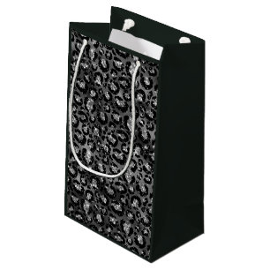 Leopardenmuster Schwarz und Silber Grau Kleine Geschenktüte