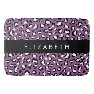 Leopardenmuster, Spots, Lila Leopard, Ihr Name Badematte