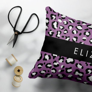 Leopardenmuster, Spots, Lila Leopard, Ihr Name Kissenbezug
