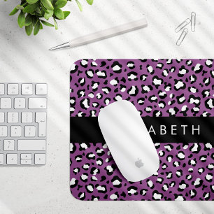 Leopardenmuster, Spots, Lila Leopard, Ihr Name Mousepad