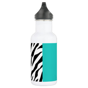 Leopardenmuster, Zebramuster, Tiermuster, Blau Edelstahlflasche