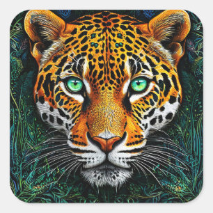 Leopardenporträt Quadratischer Aufkleber