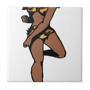 Leopardenprint afrikanisches Pin-up-Girl Fliese