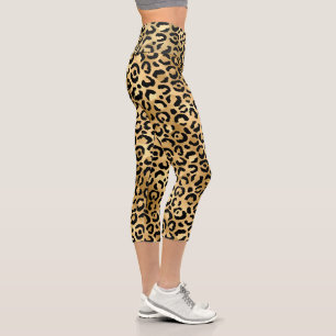 Leopardenprint braun schwarze Workout-Kleidung Capri Leggings