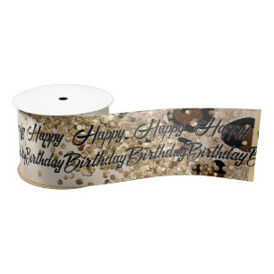 Leopardenprint Gold Glitter Satinband