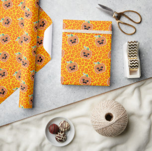 Leopardenprint Halloween-Muster Geschenkpapier