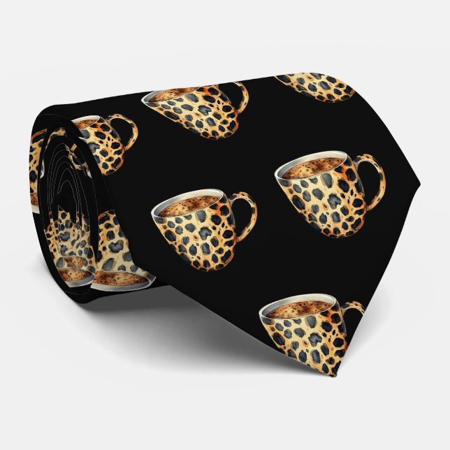 Leopardenprint-Kaffeetassen-Krawatte Krawatte (Gerollt)