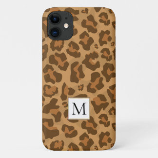Leopardenprint, Monogramm in Brauntönen Case-Mate iPhone Hülle