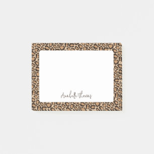 Leopardenprint-Monogramm Post-it Klebezettel