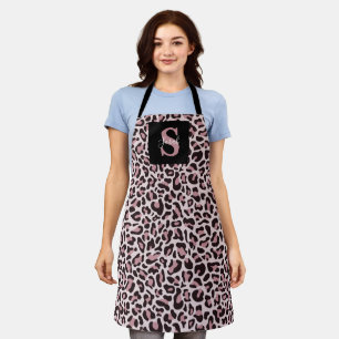 Leopardenprint-Monogramm-Trendy-Roségold-Schürze Schürze
