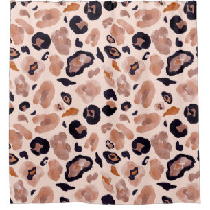 Leopardenprint, nahtlos, beige Hintergrund. Duschvorhang