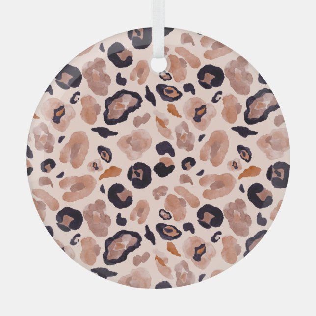 Leopardenprint, nahtlos, beige Hintergrund. Ornament Aus Glas (Vorderseite)