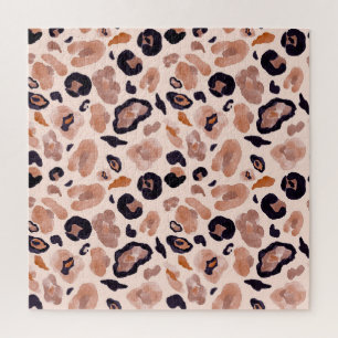 Leopardenprint, nahtlos, beige Hintergrund. Puzzle