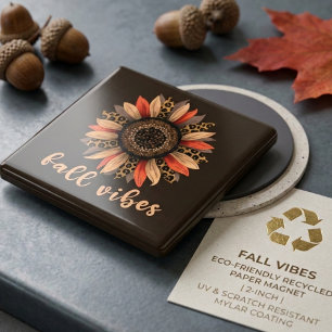 Leopardenprint-Sonnenblume-Herbststimmung-Boho-Mag Magnet
