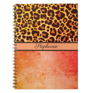 Leopardenprint Tier Gepard orange Safari Trend Notizblock