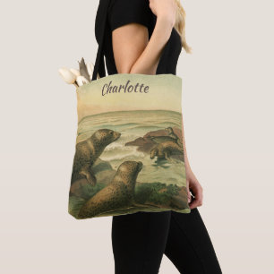 Leopardenseehunde, Vintage Wassertiere Meeresleben