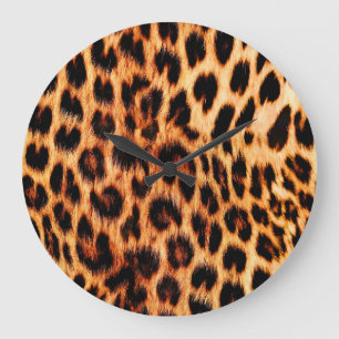 Leopardenstruktur, afrikanisches Tiermuster. Große Wanduhr