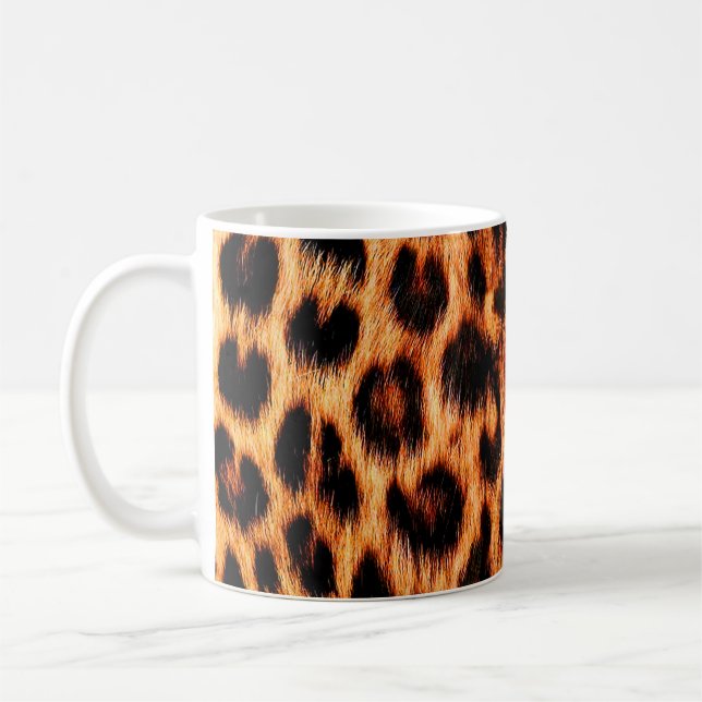 Leopardenstruktur, afrikanisches Tiermuster. Kaffeetasse (Links)