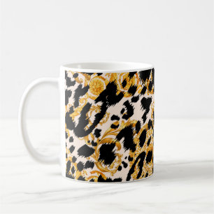 Leopardenstruktur: goldbarocke Muster. Kaffeetasse