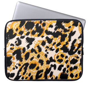 Leopardenstruktur mit goldbarocken Mustern Laptopschutzhülle