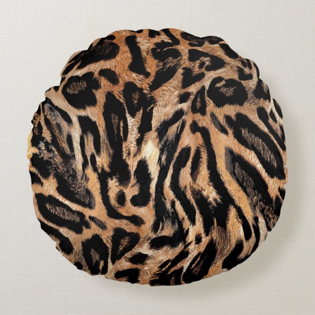 Leopardenstruktur Rundes Kissen (Vorderseite)