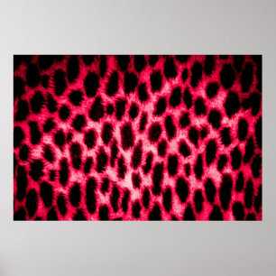 Leopardentextur in Schwarz und Rot Poster
