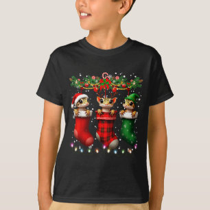 Leopardgecko in Weihnachts-Socken leuchtet Leopard T-Shirt