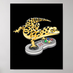 Leopardgecko spielt Videospiel Echse Reptilien G Poster