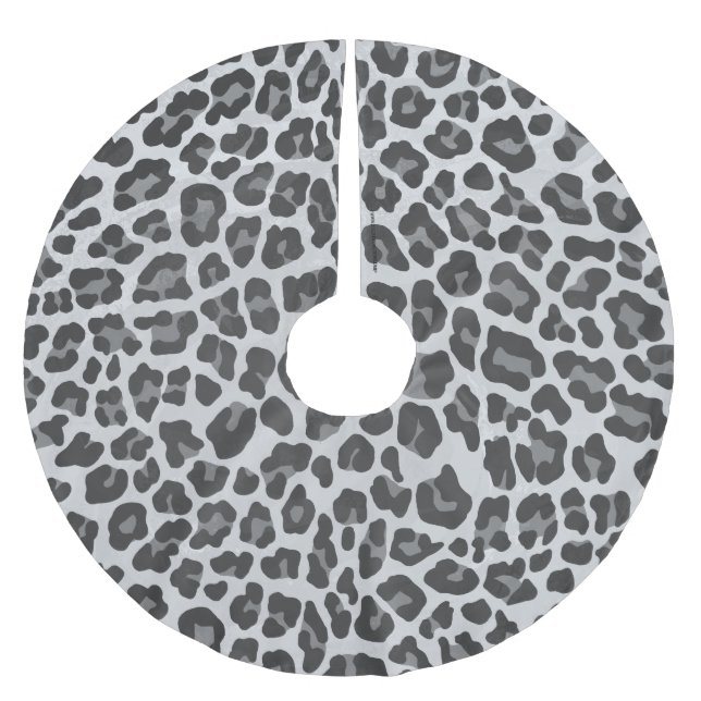 Leopardgrau und Hellgraudruck Polyester Weihnachtsbaumdecke (Vorderseite)