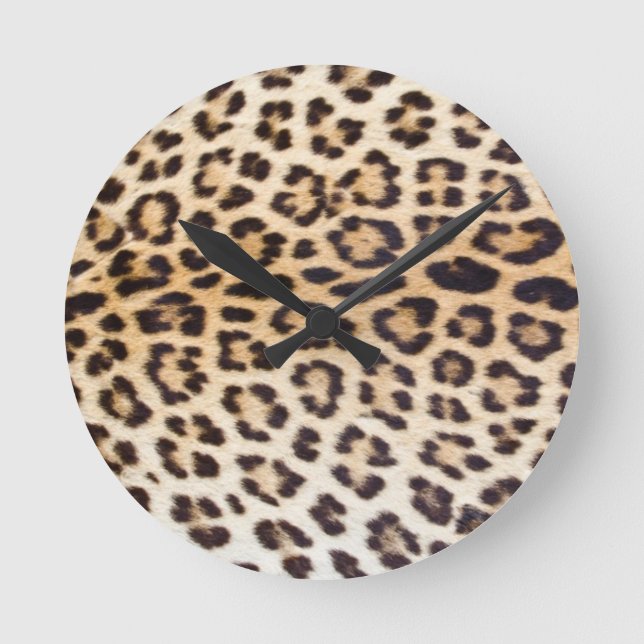 Leopardhaar Runde Wanduhr (Vorderseite)