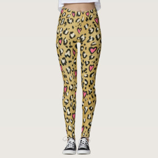 Leopardherz-/Leopardtierdruckrosaherz Leggings