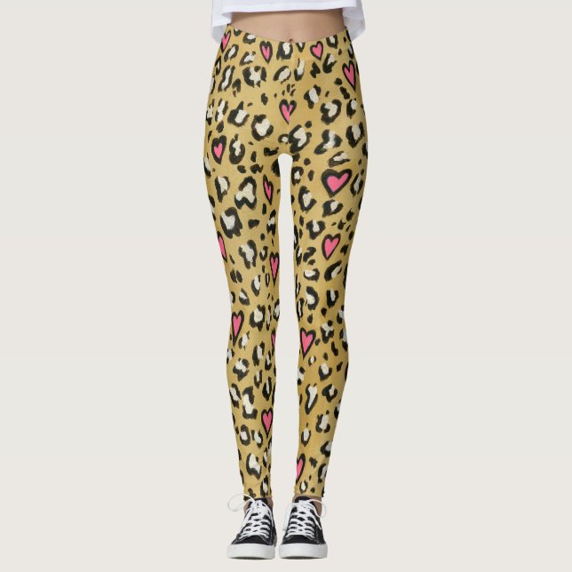 Leopardherz-/Leopardtierdruckrosaherz Leggings (Vorderseite)