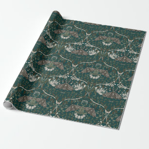 Leopardmotte und Heckenkirsche Botanisch Vintage  Geschenkpapier