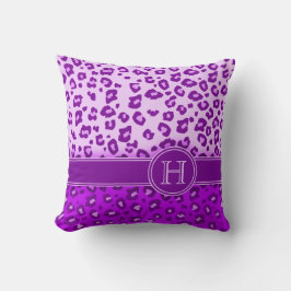 Leopardprint lila Monogramm-Werftkissen Kissen
