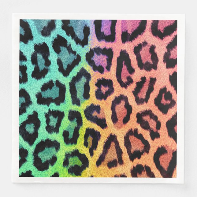 Leopardregenbogen BG Serviette (Vorderseite)