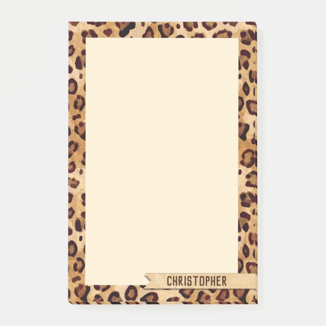 Leopardrucke Hinzufügen Ihres Namens Personalisier Post-it Klebezettel (Vorderseite)
