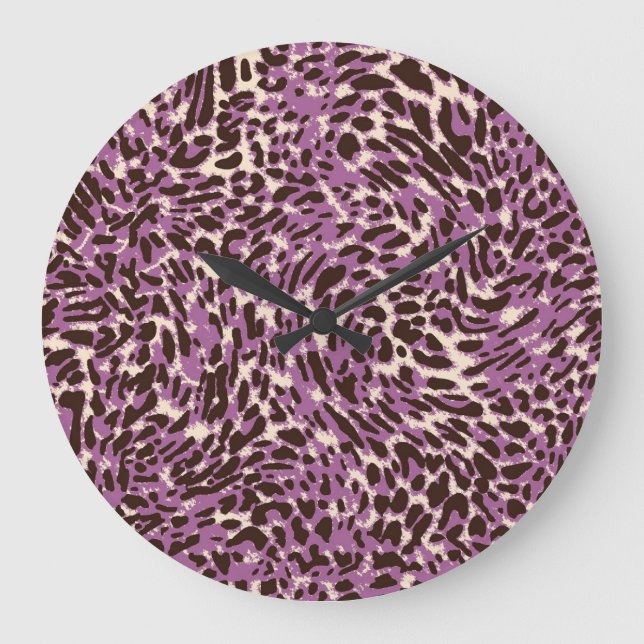 Leopardrucke, klassisches Tiermuster. Große Wanduhr (Vorderseite)