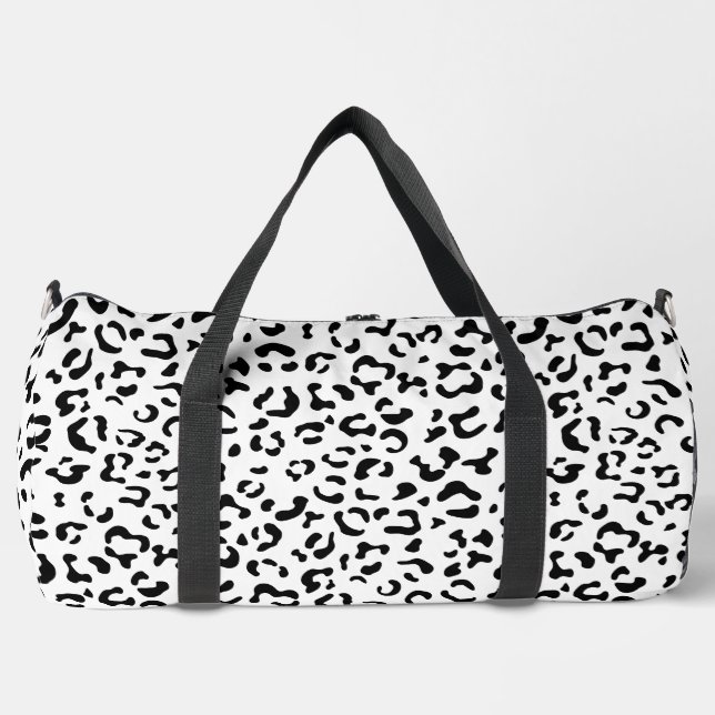 Leopardrucke, Leoparden, Schwarz und Weiß Duffle Bag (Vorderseite)