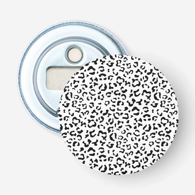 Leopardrucke, Leoparden, Schwarz und Weiß Flaschenöffner (Vorderseite)