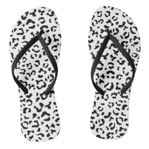 Leopardrucke, Leoparden, Schwarz und Weiß Flip Flops