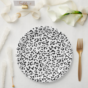 Leopardrucke, Leoparden, Schwarz und Weiß Pappteller