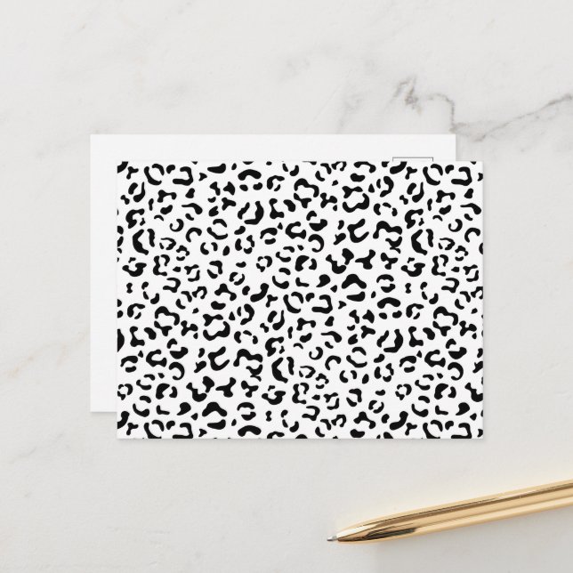 Leopardrucke, Leoparden, Schwarz und Weiß Postkarte (Vorderseite/Rückseite Beispiel)