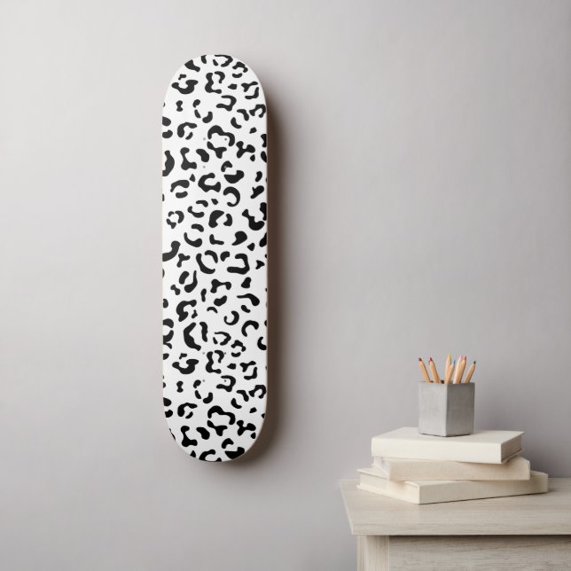 Leopardrucke, Leoparden, Schwarz und Weiß Skateboard (Wandkunst)