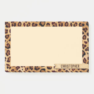 Leopardrucke Name hinzufügen Post-it Klebezettel