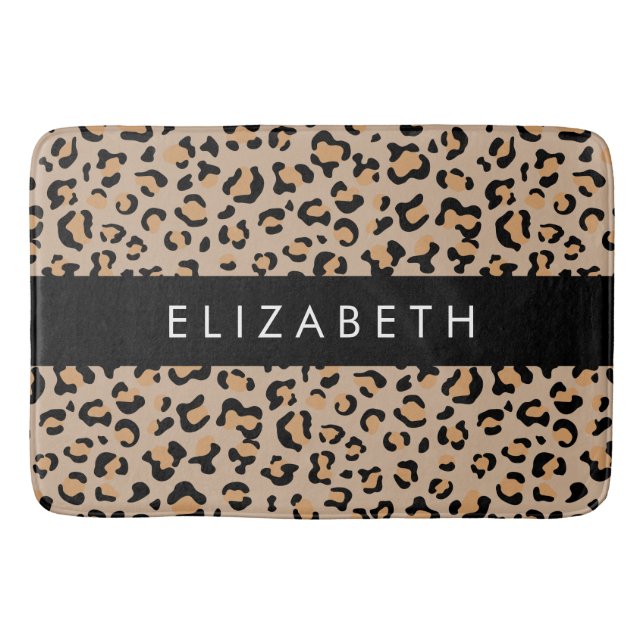 Leopardrucke, Spots, Braunleopard, Ihr Name Badematte (Vorderseite)