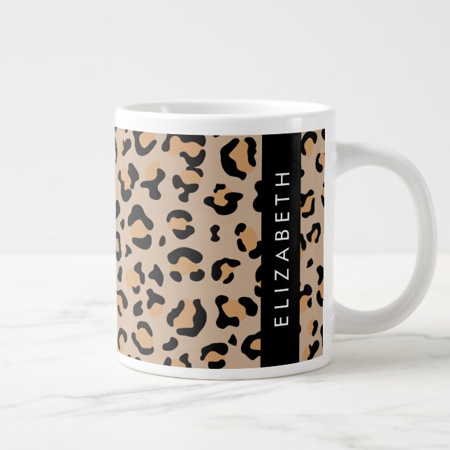 Leopardrucke, Spots, Braunleopard, Ihr Name Jumbo-Tasse (Rechts)